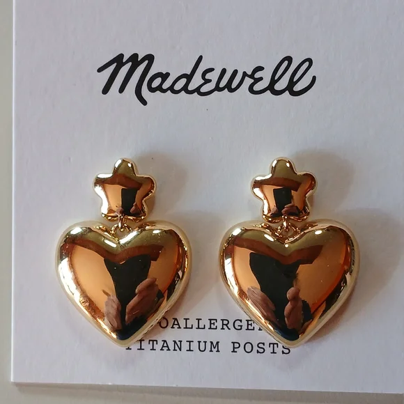 AMAZING💥❤️Madewell ❤️ Puffy Heart Statement Earrings - Picture 2 of 13